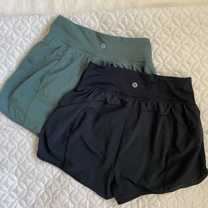 Bundle of 2 High waisted Lululemon running shorts.